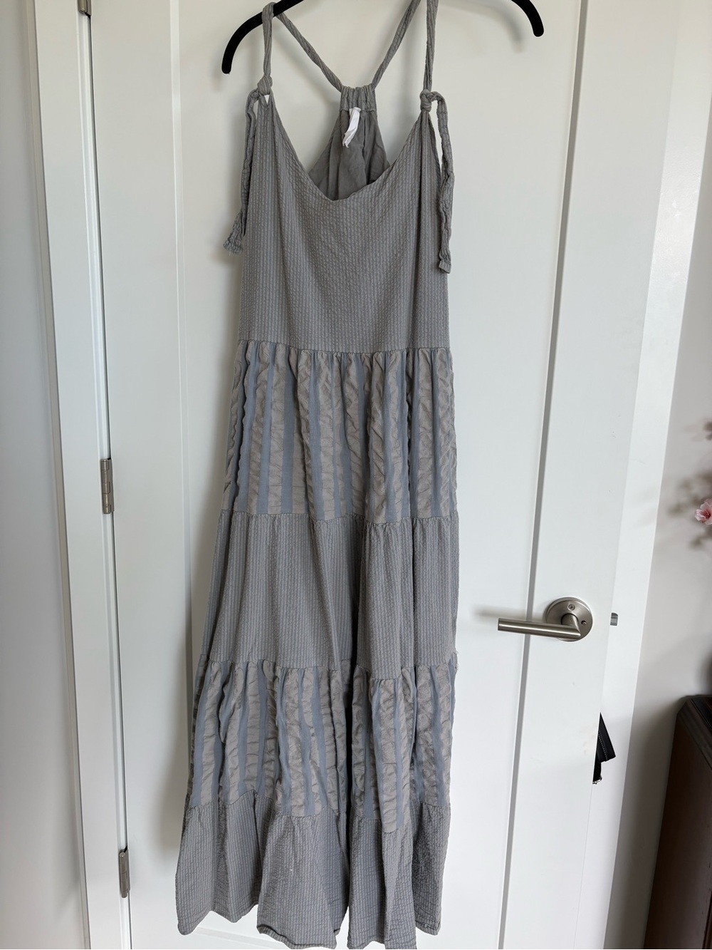 Amadi Textured Tiered Maxi Dress - Sleeveless Tie-Strap